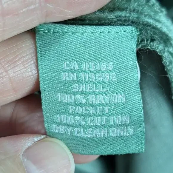 April Cornell Victorian Trading Co Gatsby Sage Green Velvet Beaded Duster Boho - Picture 11 of 13